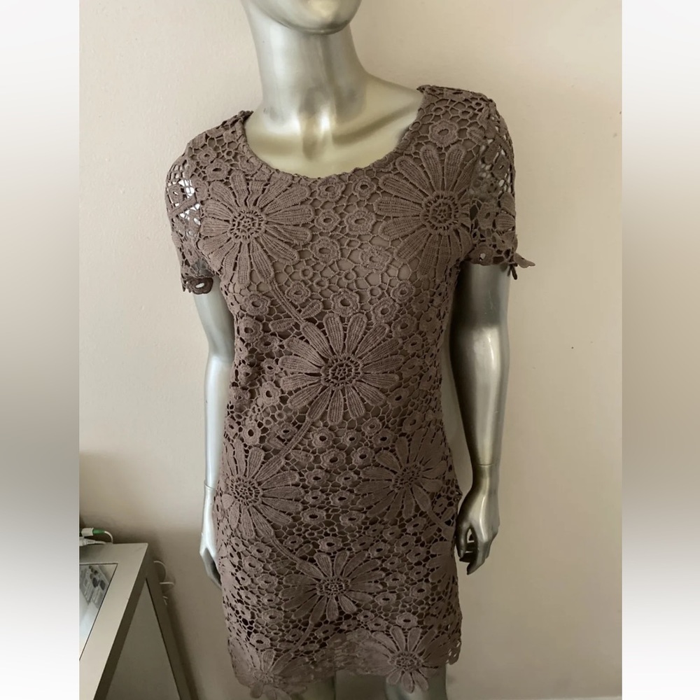 Maniju brown Crochet lace Dress lined size M